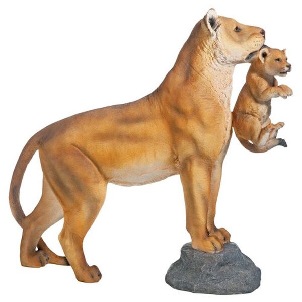Giant Lioness with Cub Statue animal sculpture wild African pride life size